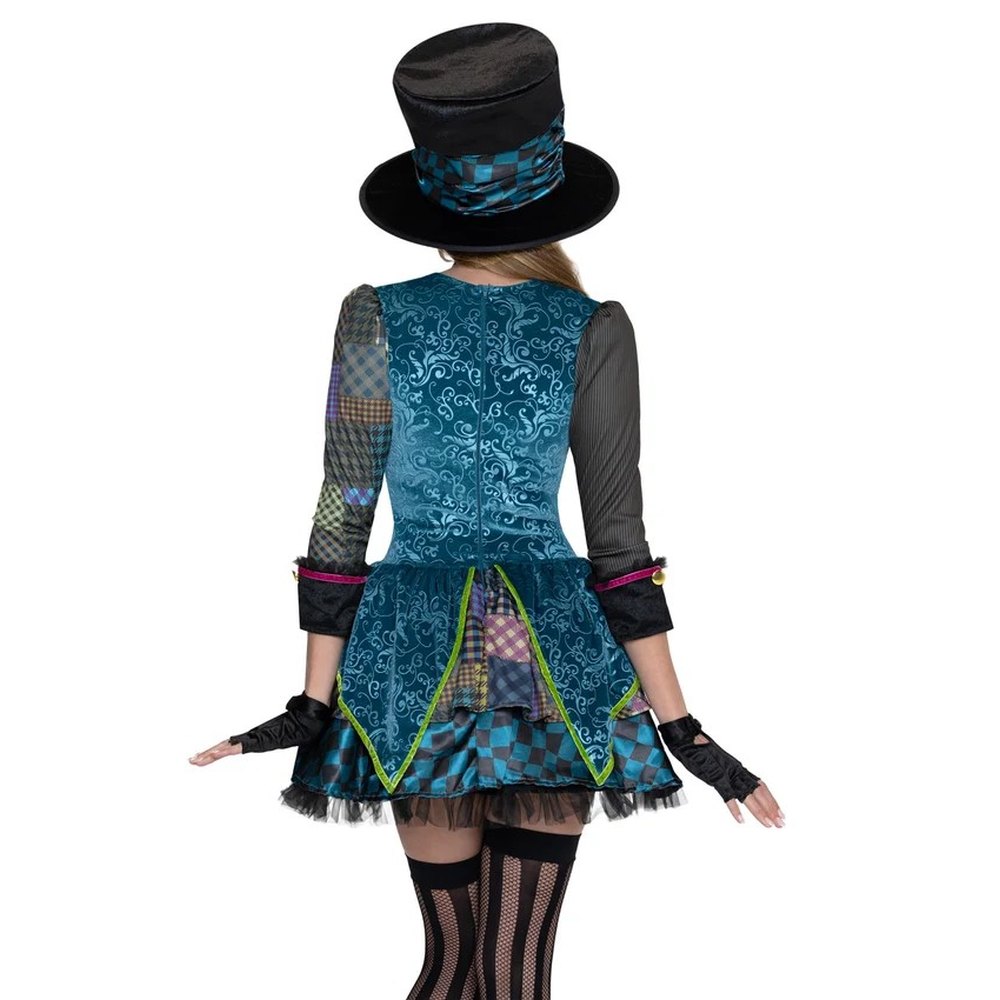 Leg Avenue - Tea Party Mad Hatter Dress Kostuum - Multicolours/Blauw